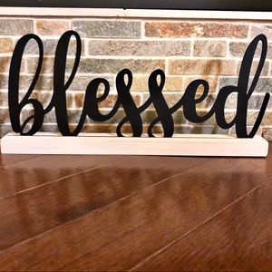 Blessed Script Tabletop Sign - Black and White